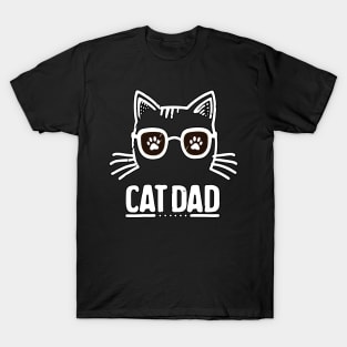 Retro White Cat Dad T-Shirt